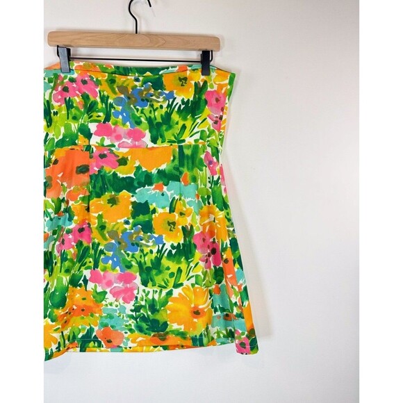 With Jean Womens Dress Green Lala Splice Floral Mini Strapless Tube Boho Large - Picture 7 of 10